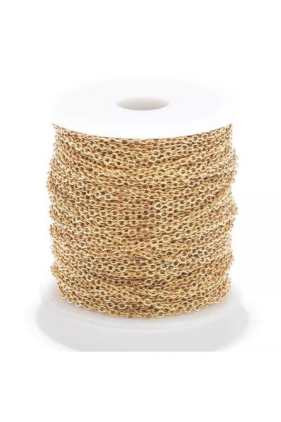 inSade Concept Takı Yapımı Için Paslanmaz Altın Kaplama Zincir 2 Metre