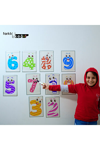 Farklı Bi Kağıt ÇERÇEVE GÖRÜNÜMLÜ 10 ' LU POSTER SET (Rakamlar)