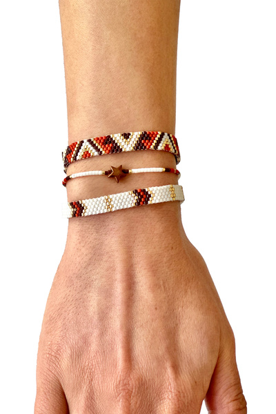 etniko Star Themed Women's Ankle - Triple Miyuki with Extension Chain