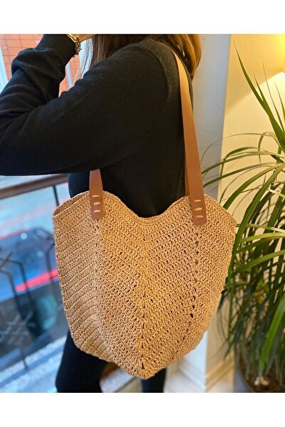 Brothie Doğal Ψάθινη τσάντα λίλαϊλις