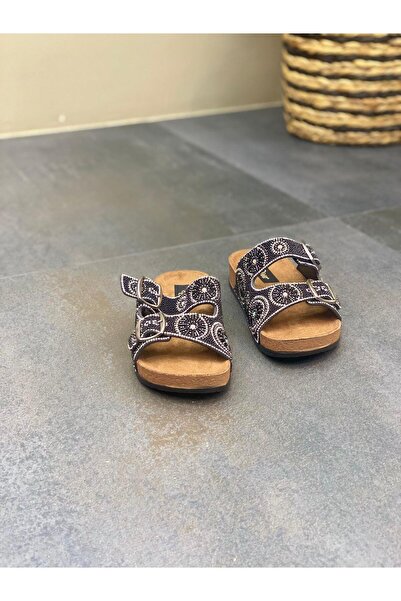 DİVA Γυναικείες Παντόφλες Diva Black Stone Double Με αγκράφα - Καθημερινή Χρήση