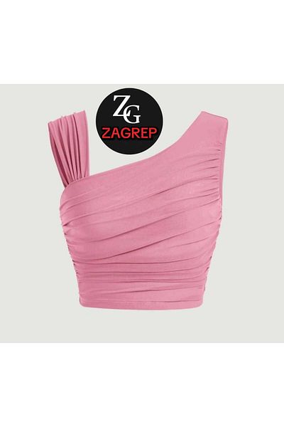 Zagrep Γυναικείο Bustier σε χρώμα πούδρας - Με λεπτομέρεια στους ώμους, δραπέ και χωρίς εμφάνιση εσωτερικά