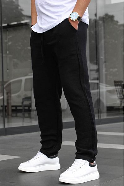 yg ydn giyim Men's Black Sweatpants - Comfortable Straight Leg 004
