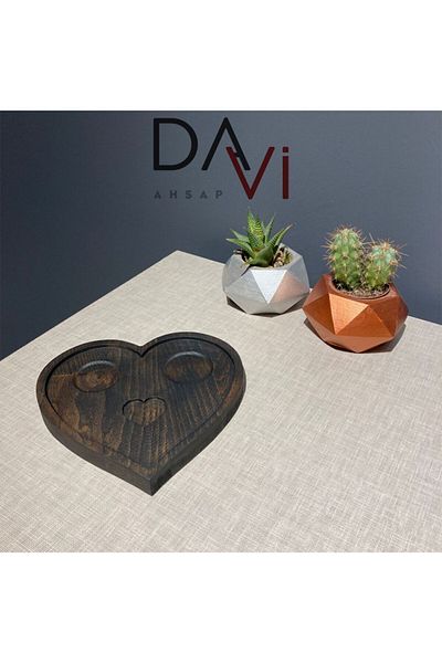 Davi Ahşap Special Wooden Coffee Presentation Plate for Mother's Day