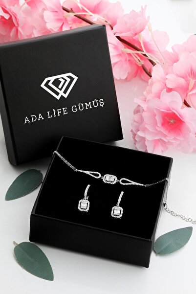 ADA LİFE GÜMÜŞ 925 Ayar Gümüş 2 Li Baget Set (ÖZEL KUTULU) BİLEKLİK KÜPE