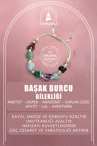 OSMANLI DOĞAL TAŞ Başak Burcu Doğal Taş Natürel Makrome Bileklik