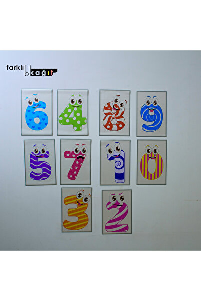Farklı Bi Kağıt ÇERÇEVE GÖRÜNÜMLÜ 10 ' LU POSTER SET (Rakamlar)