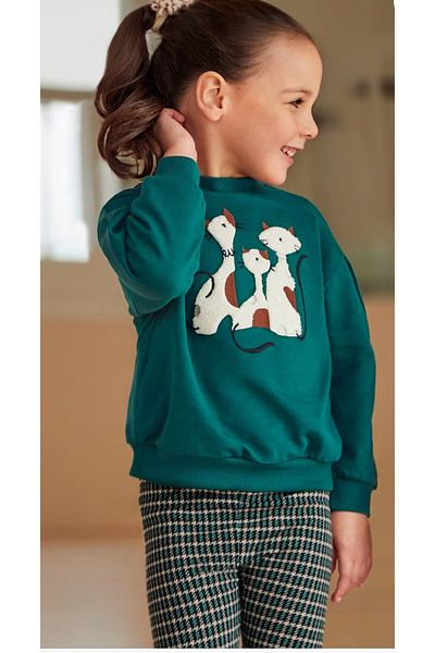 MAYORAL Printed Tights and Sweatshirt Set for Girls