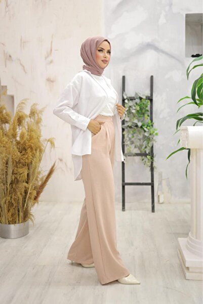 Moda İkra Γυναικείο - Παντελόνι από ύφασμα με ελαστική μέση