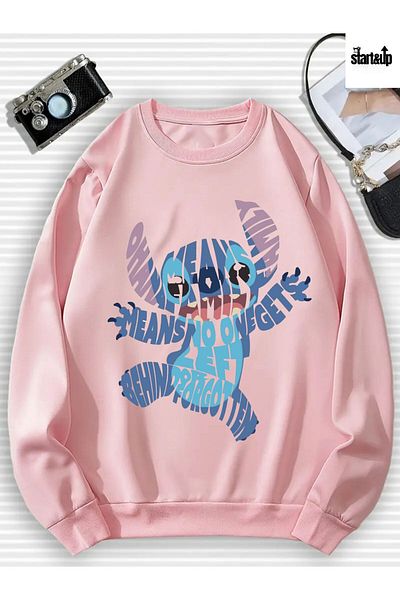 QUEENSTOWN Φούτερ Unisex Oversize με ροζ κοάλα - λαιμόκοψη με 3 νήματα