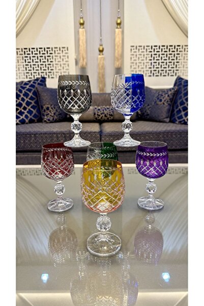 Bohemia Kristal Renkli El İşi Su Bardağı