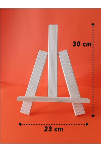 İNCİ TUVAL Küçük Boy Ahşap Şövale Stand Sergi Dekor Masaüstü Fotoğraf Tutucu Çerçeve Vitrin 3 ayaklı Verniksiz