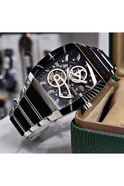 Raymond Silver Black Automatic Men's Wrist Watch