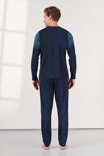 Doreanse Ανδρικό μπλουζάκι με γιακά με κουμπιά Navy Blue Σετ πιτζάμες 25k4534