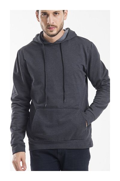LEONE KOLEKSİYON Unprinted Sweatshirt with Kangaroo Pocket and Hood