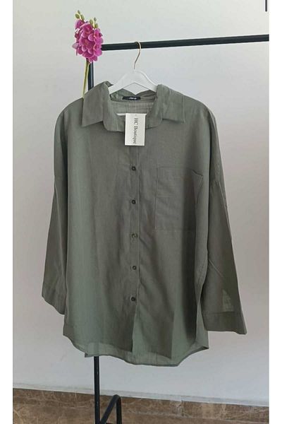 HC Boutique Μεγάλο λινό πουκάμισο μονής τσέπης