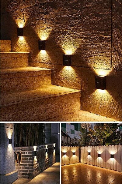 BEYZANA Tekli Yeni Model Solar Çift Taraflı Duvar Lambası Güneş Enerjili Aydınlatma Dekorasyon Aplik Işık