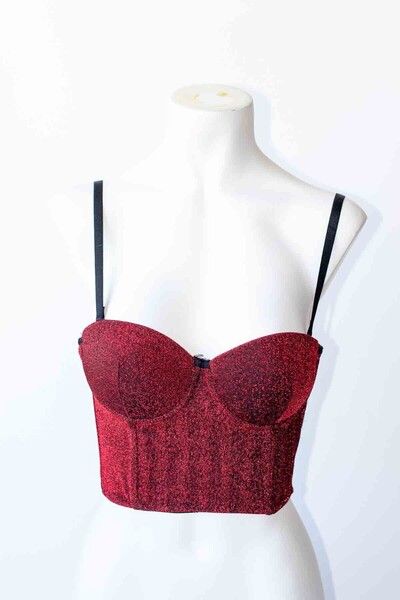 FREEWİSE Simli Bordo Kadın Büstiyer