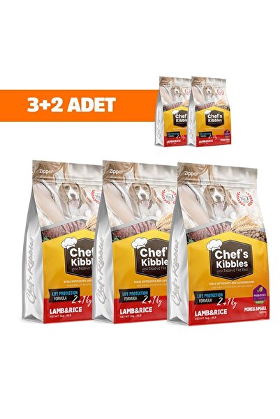 Chef`s Kibbles – Mini ve Küçük Irk Köpek Maması Kuzu Etli Pirinçli 3+2 Adet