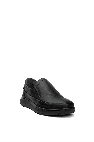 Ayakkabı Fuarı Elit SLFR807 - Ανδρικά μαύρα παπούτσια casual από γνήσιο δέρμα