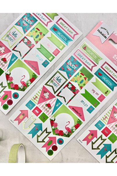 Kağıt Gemi Dükkan Ajanda Süsleme Motivasyon Stickerları 2 Yaprak 58 Adet/Etik...