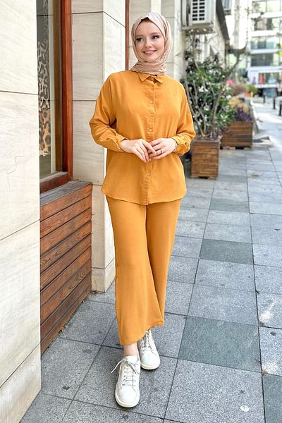 Gizce Mustard Liva Suit Set