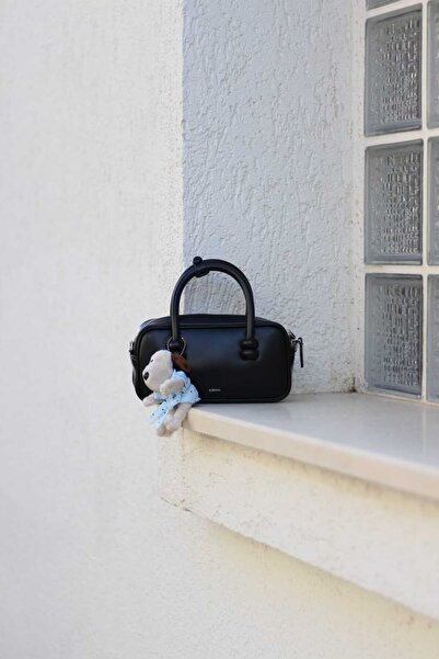 Moom Bag Geantă de damă cu mascota ursuleț negru - geantă de mână și de umăr