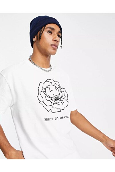 Ghedto Unisex majica Fresh To Death Oversize kroj bela