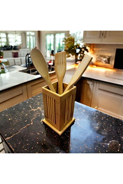 YzHome Bamboo Spoon Holder Organizer - Multi-Purpose Organizer, Countertop Ta...