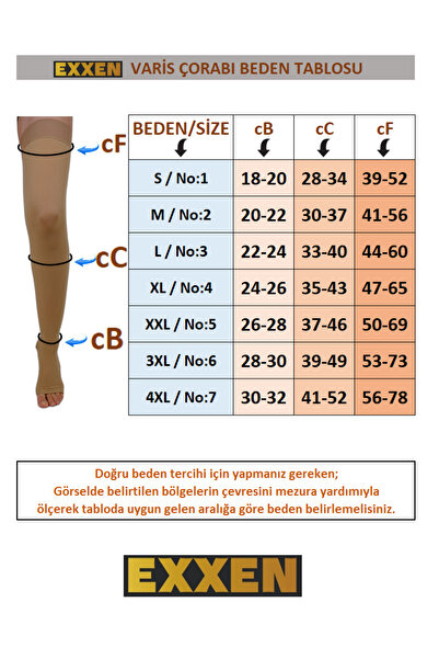 Exxen Diz Üstü Variss Çorabı Orta Basınç Ccl2 Burnu Kapalı (TEN RENGİ - ÇİFT BACAK) Elit Seri