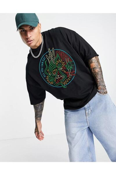 Ghedto Tricou unisex Eat Oversize negru