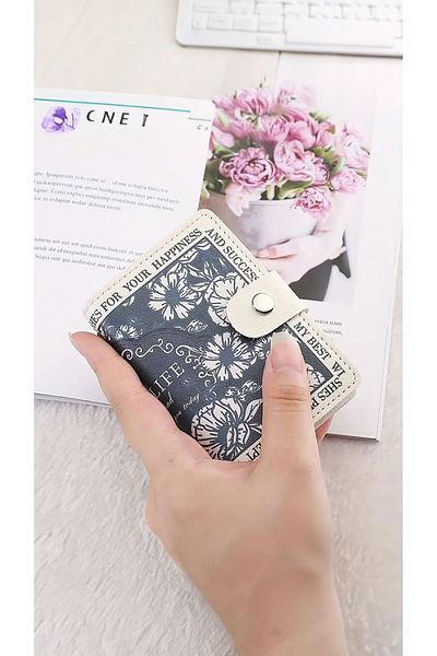 DOODLE Vintage Floral Print Women's Credit Card Wallet - Compact Card Holder with Multiple Slots