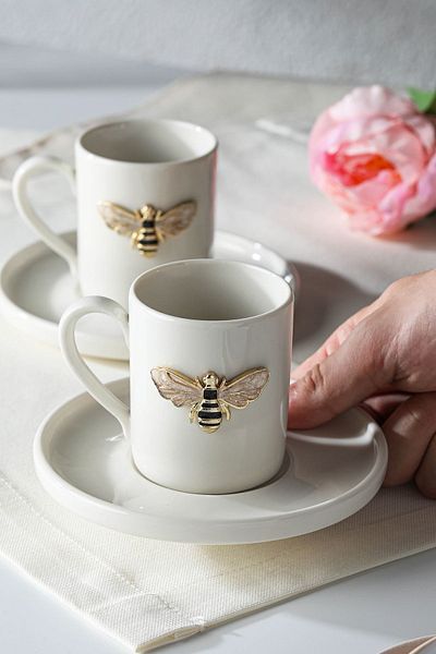 WERONY Ari Figured 2-piece Porcelain Coffee Cup Set - 4 Pieces, 100ml