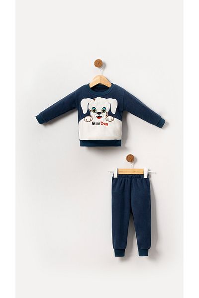 Bubito Mini Dog Fleece Winter Suit for Baby Boy and Child - Navy Blue