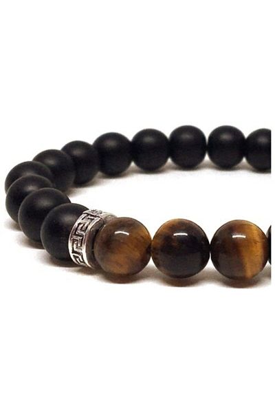 RD EKOAVM Bi'bracelet Tiger Eye And Matte Onyx Stone Bracelet