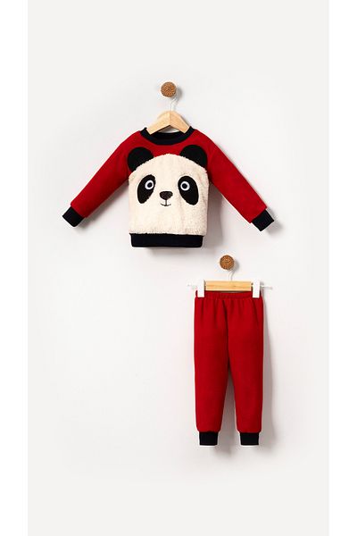 Bubito Red Panda Visual Baby and Kids Fleece Winter Suit Set