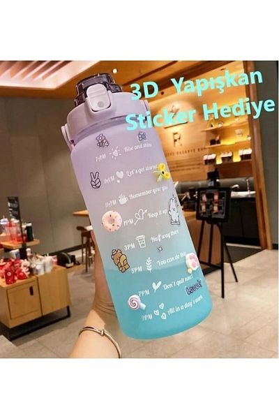 OSMEY Motivational Water Bottle 2l Tritan Gym Water Bottle Bpa Free Water Bottle with Sticker Gift