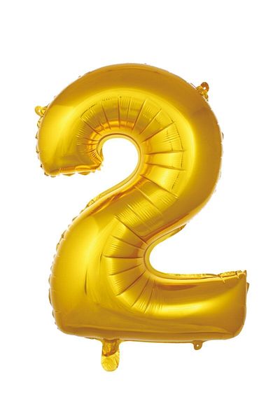 ikm balon 2 Years Old - Number Gold - Golden Yellow 1 Meter 40'' Foil Balloon (100 Cm)