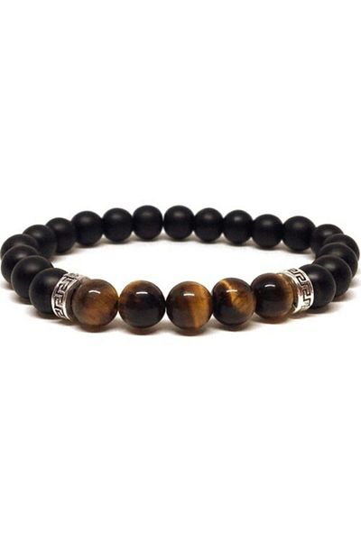 RD EKOAVM Bi'bracelet Tiger Eye And Matte Onyx Stone Bracelet