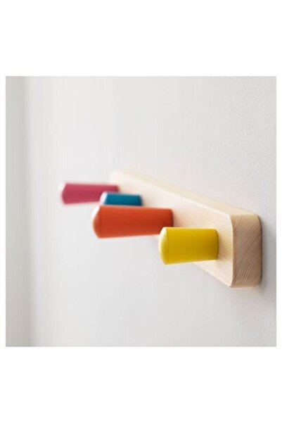 IKEA Çocuk Odası Duvar Askısı Genişlik: 47 Cm Renkli Askı Portmanto Ahşap Askılık