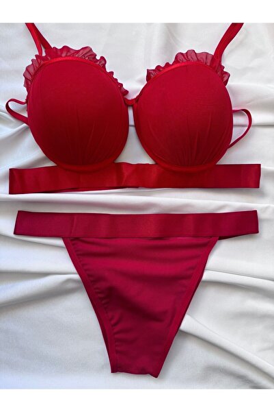 SİRİUS Lenjerie de damă în stil Sirius Set sutien roșu Oyster Model