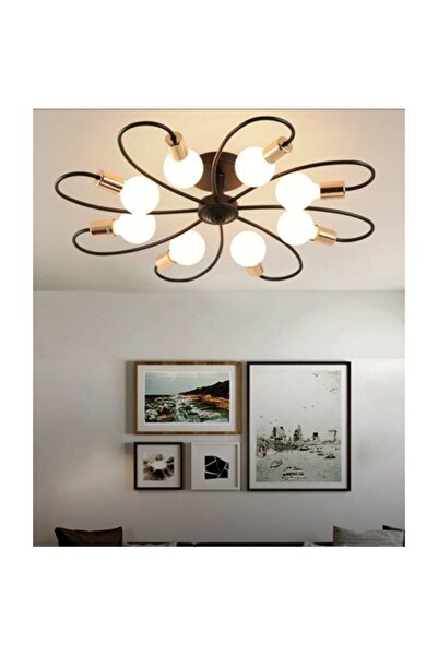 RİOLİGHT Riolıght Retro,vintage 8xe27 Siyah Plofonyer Avize Not:beyaz Gloplar...