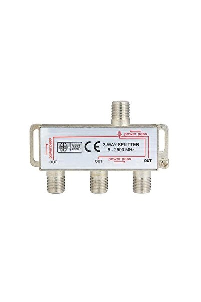 Vwin 3 lü Splitter + 4 Adet F Konnektör  1/3 Anten Çoklayıcı Bölücü Dağıtıcı 1 Giriş 3 Çıkış 2500Mhz