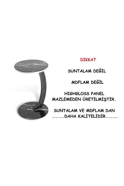 VETROWOOD C Sehpa Koltuk Sehpası Yan Sehpa Zigon Sehpa Servis Sehpası Siyah M...