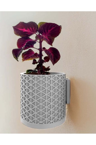LiLiiArtHome Özel Dizayn Saksı Duvar Askılı, Atık Su Hazneli Modern Desenli-002