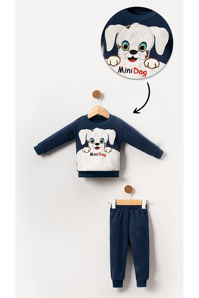 Bubito Mini Dog Fleece Winter Suit for Baby Boy and Child - Navy Blue