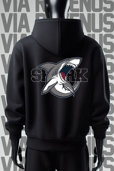 Vordevia Shark 3 Thread Printed - Φούτερ με φαρδιά εφαρμογή μαύρη κουκούλα