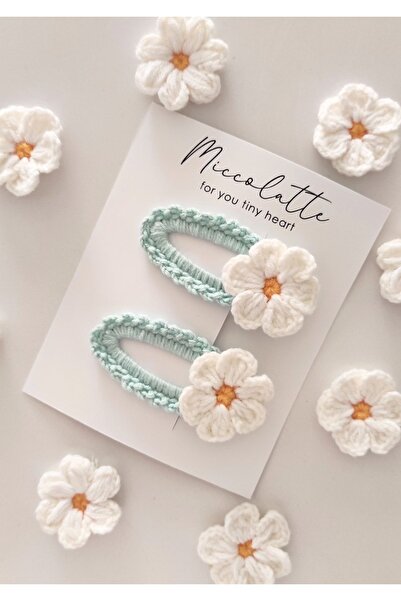 Miccolatte Daisy Figured Hand Knitted for 4-Year-Old Girl - Snap Buckle 2-Pie...