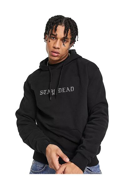 Ghedto Unisex Μαύρο Oversize Stay Dead Hoodie με κουκούλα