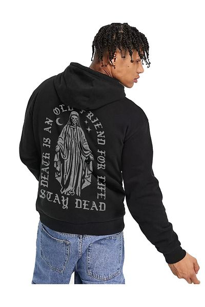 Ghedto Unisex Μαύρο Oversize Stay Dead Hoodie με κουκούλα